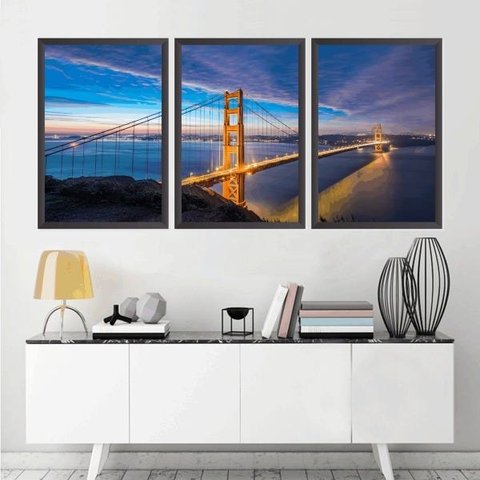 Quadro Decorativo 135x64cm Ponte Golden Gate Quarto Sala