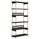 Ver imagem 1 de Estante Livreiro Multiuso 6 Prateleiras Industrial Indy A03 Nero Dourado - Lyam Decor
