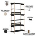 Ver imagem 4 de Estante Livreiro Multiuso 6 Prateleiras Industrial Indy A03 Nero Dourado - Lyam Decor