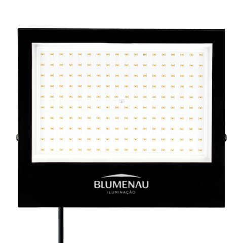 Refletor Blumenau de Led Slim 150w Preto Bivolt 3000k Quente