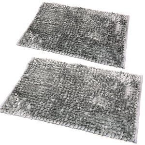 Kit 2 Tapetes Poliéster P/ Banheiro Cinza 40,5x61cm/51x78,5cm