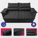 Ver imagem 5 de Sofá Retrátil e Reclinável 2,10m com Molas e Espuma D33 Thunder Velusoft Preto Cama Inbox