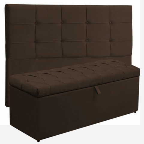 Kit Cabeceira Mel + Calçadeira Itália Casal 140 CM Suede Marrom - D A Decor