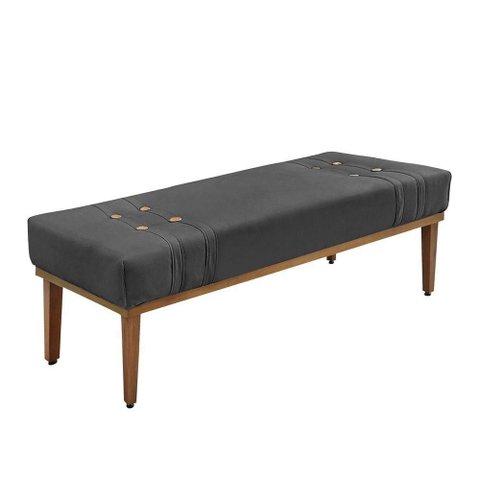 Calçadeira Recamier Cléo 195cm Casal Suede Madeira Cinza Loja Sheep