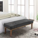 Ver imagem 2 de Calçadeira Recamier Cléo 195cm Casal Suede Madeira Cinza Loja Sheep
