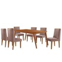 Ver imagem 2 de Mesa de Jantar Copper 180cm Tampo Mdf com 6 Cadeiras Moderna Linho Capuccino/naturale/naturale