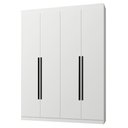Ver imagem 2 de Guarda-Roupa Solteiro 4 Portas Batentes Branco/Branco/Preto Netuno Madesa