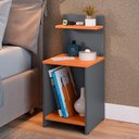 Ver imagem 5 de Mesa de Cabeceira para Quarto Nicho Prateleira Decorativa Porta Livros e Objetos Fantasy - Cinza/ Ci