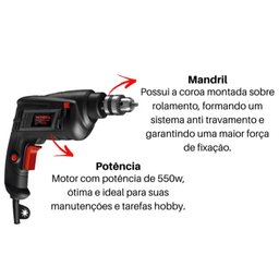 Furadeira Impacto Mondial 3/8 550W Fi-09M Com Maleta 127V - 6