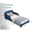 Ver imagem 2 de Cama Infantil Estofada Azul Solteiro com Encosto Lateral Design Seguro e Confortável