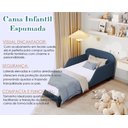 Ver imagem 4 de Cama Infantil Estofada Azul Solteiro com Encosto Lateral Design Seguro e Confortável