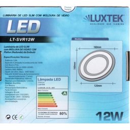 Luminária Plafon LED 12W de Vidro Embutir Branco Frio Redonda / Quadrada - Luxtek - Redonda - 4