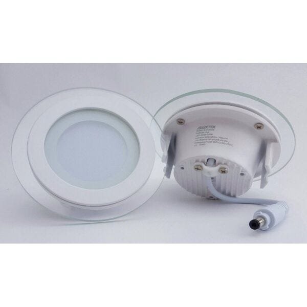 Luminária Plafon LED 12W de Vidro Embutir Branco Frio Redonda / Quadrada - Luxtek - Redonda - 3