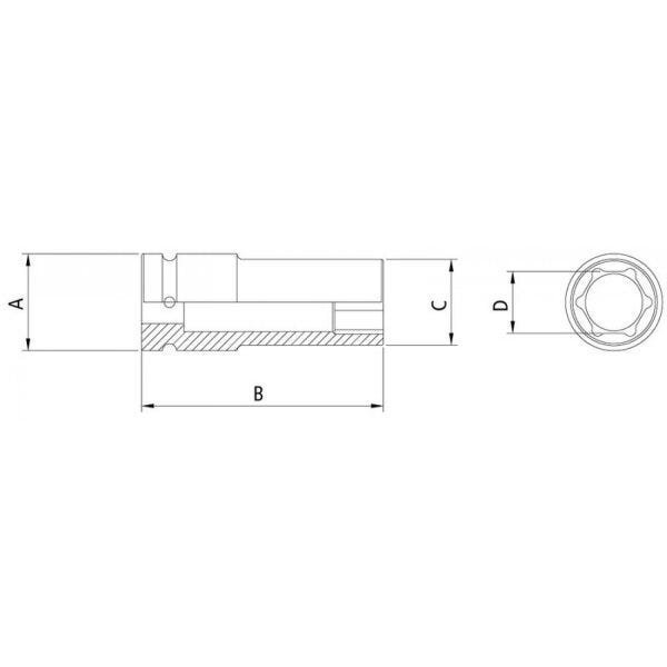 Soquete de Impacto Sextavado Longo 15mm Encaixe 3/8" Tramontina PRO - 2