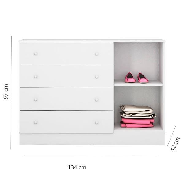 Quarto Infantil Completo 4 Portas Belly com Berço Munique Branco Brilho - Moveis Canaã - 3