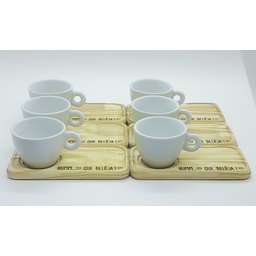Kit Jogo 6 Xícaras Café/chá Cônica Baixa 150ml C/ Pires Pinus - Porcelana Branca - 1