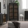 Cristaleira 2 Portas Vidro Pés Madeira 151x80 Cm E957 Preto Dtall - 5