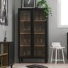 Cristaleira 2 Portas Vidro Pés Madeira 151x80 Cm E957 Preto Dtall - 2