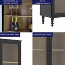 Ver imagem 3 de Cristaleira 2 Portas Vidro Pés Madeira 151x80 Cm E957 Preto Dtall