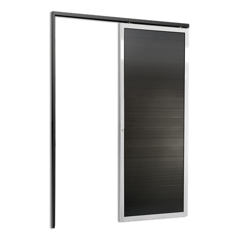 Porta de Correr Suspensa Lambril Esq L.25 Mix Preta 210x70 Brimak
