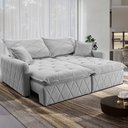 Ver imagem 1 de Sofá sem Caixa Retrátil 2,00m Softgel Sublime Boucle Cinza Claro Cama Inbox
