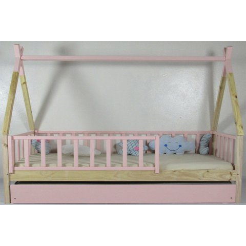 Bicama Infantil Solteirão Cabana Colorida Madeira Maciça Pinus Grade Vertical