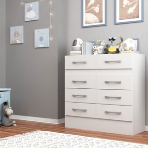 Cômoda Infantil Merida 8 Gavetas Cor Branca