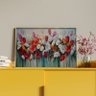 Quadro Decorativo Tela Canvas Folhas e Flores Red and White Garden Com Moldura Dourada - 200x120 cm - 4