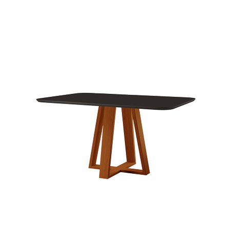 Mesa de Jantar Floripa Madeira Maciça 140x80cm Tampo Retângular Vidro Móveis Minas Preto