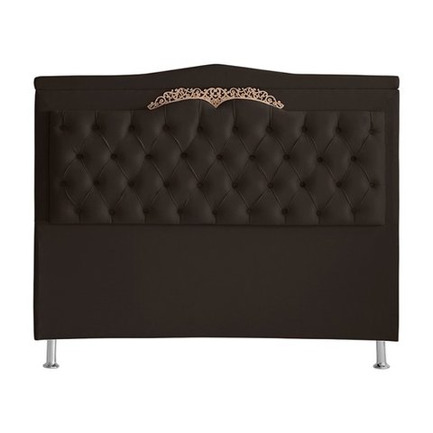 Cabeceira de Cama Box Helena Casal 140 Cm Capitonê Retro Botão Encapados Suede Marrom Eli Móveis
