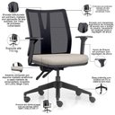 Ver imagem 3 de Kit 2 Cadeiras de Escritório Giratória Diretor Flow F02 Base Preta Linho Bege Claro - Lyam Decor