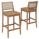 Ver imagem 1 de Kit 2 Banquetas Alta com Encosto Buriti Madeira Maciça Tauari Corino Kaki Natuem