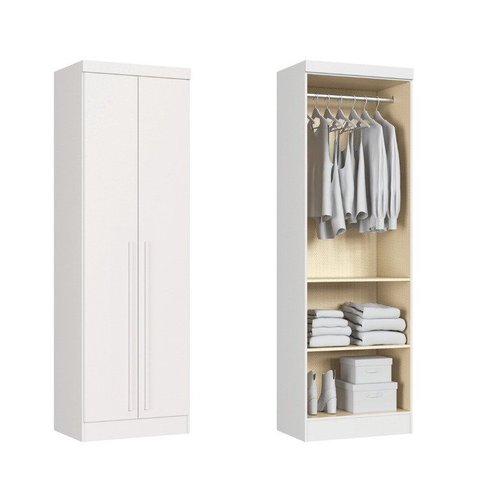Guarda-Roupa Modulado 2 Portas com Prateleiras e Cabideiro Infinity Branco/Line