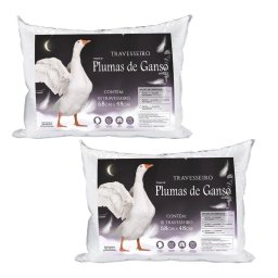 Travesseiro Pluma De Ganso Extra Macio Premium 2 Pçs Barato - 1