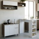 Ver imagem 1 de Cozinha Compacta Americana com Balcao e Bancada Gourmet Armario de Cozinha Branco/Mel