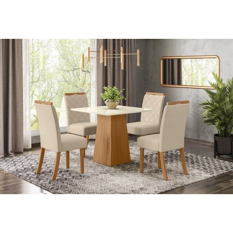 Mesa de Jantar Dora 90 4 Cad. Bella Linho - Henn
