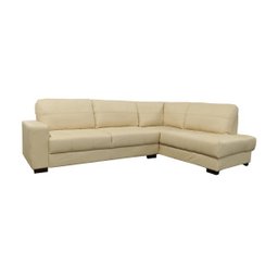 Sofá de Couro Canto Marrocos 3 Lugares com Chaise Direita - Manteiga - 1