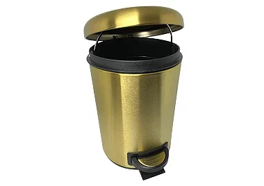 Lixeira Dourada em Aço Inox Fosca para banheiro com Pedal 3L – By Fineza - 3