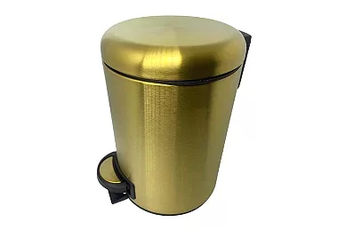 Lixeira Dourada em Aço Inox Fosca para banheiro com Pedal 3L – By Fineza
