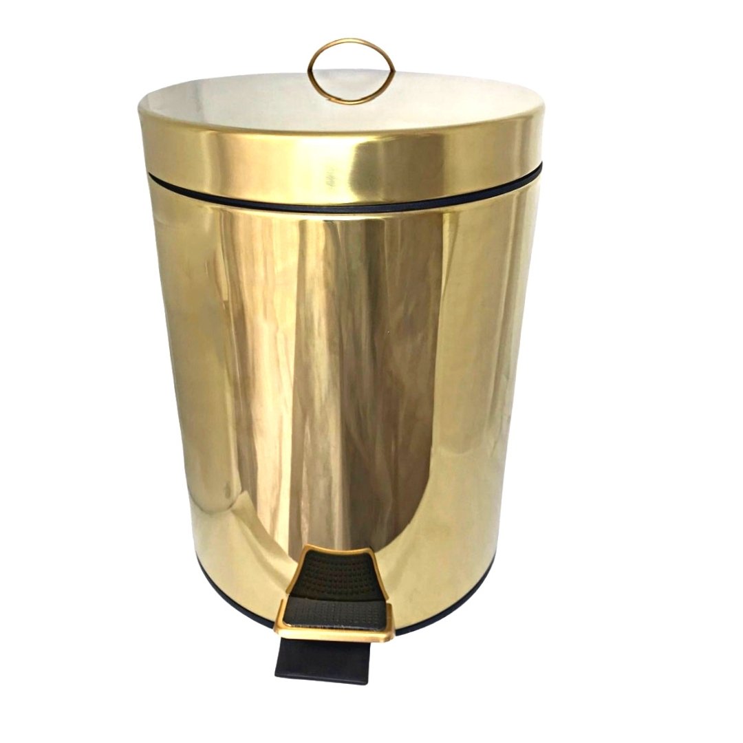 Lixeira Dourada em Aço Inox para banheiro com Pedal 3L – By Fineza - 2