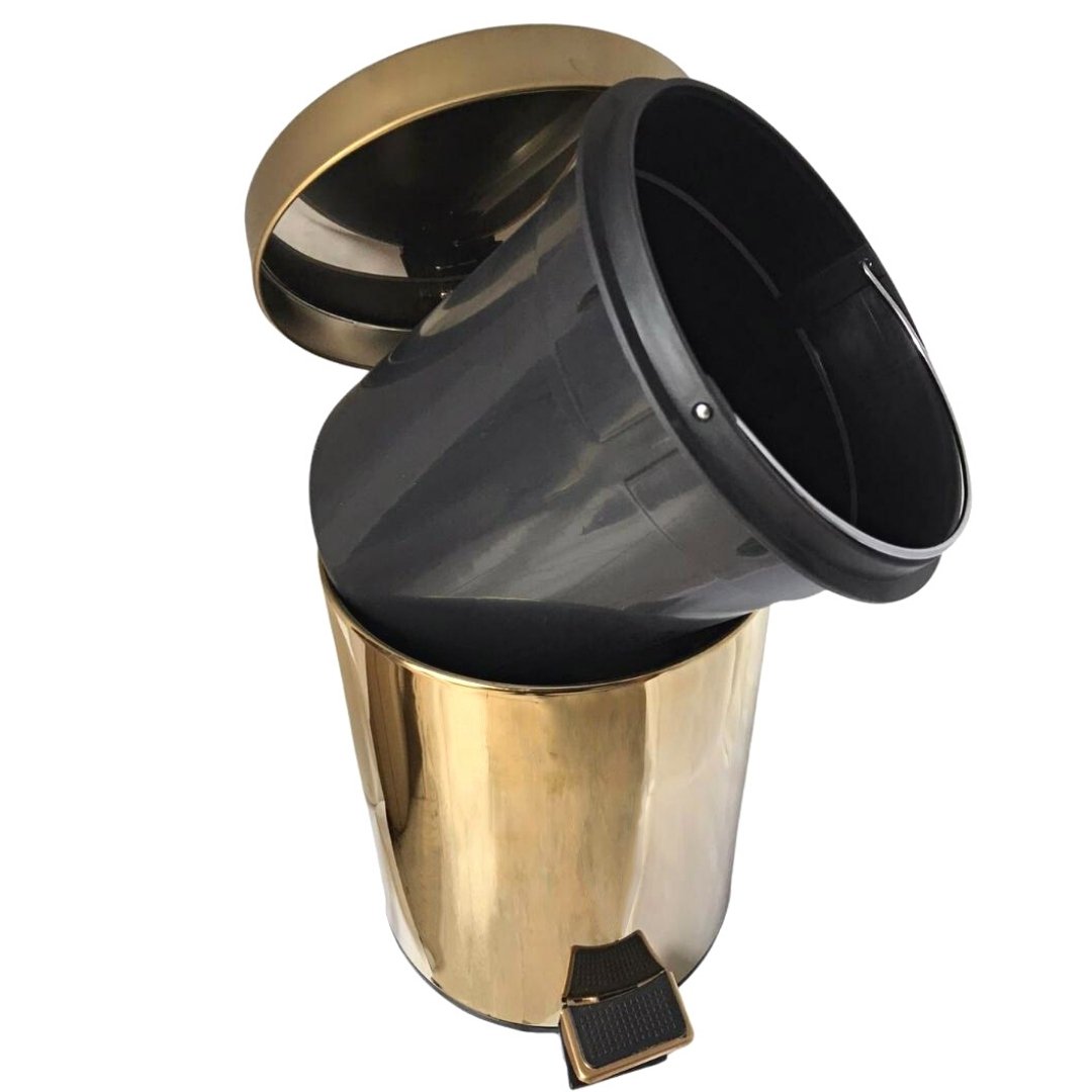 Lixeira Dourada em Aço Inox para banheiro com Pedal 3L – By Fineza - 3