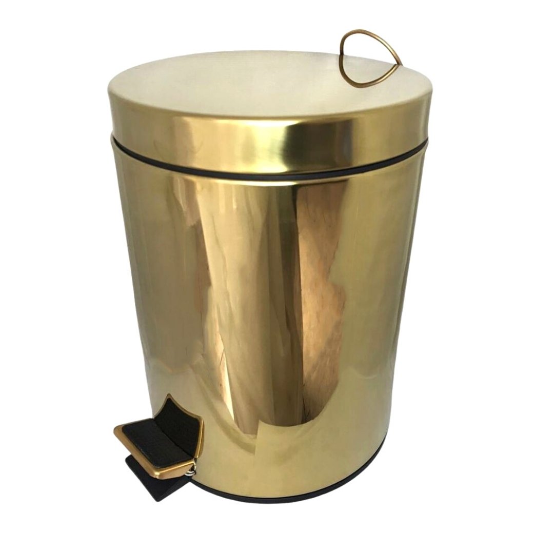 Lixeira Dourada em Aço Inox para banheiro com Pedal 3L – By Fineza - 5