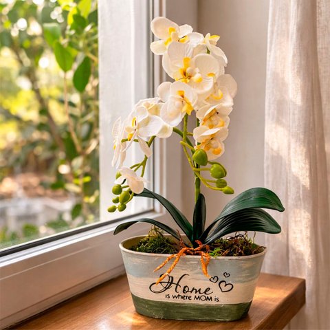 Arranjo Flores Orquídeas Decoração Centro Mesa Jardim 37cm Home