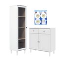 Ver imagem 1 de Cristaleira +aparador Ditália +kit Luz E-963-r-629 Cor:branco