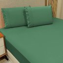 Ver imagem 2 de Jogo Cama Lençol Loren King Bordado Inglês Micro Percal 300 Fios 3 Peças Verde Esmeralda