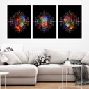 Ver imagem 1 de Kit 3 Quadros Buda Colorido Mandala 24x18cm - com vidro:Madeira preta