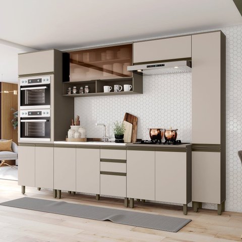 Cozinha Modulada Completa 06 Peças 100% MDF com Torre Quente e Paneleiro Connect