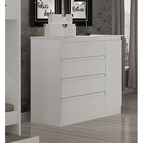 Cômoda para Quarto com Sapateira 4 Gavetas - 045-neve - Star Móveis