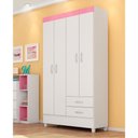 Ver imagem 1 de Guarda Roupa Casal Scala Nobre Udini 4 Portas 2 Gavetas MDP Branco-Rosa-Branco Demóbile