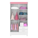 Ver imagem 2 de Guarda Roupa Casal Scala Nobre Udini 4 Portas 2 Gavetas MDP Branco-Rosa-Branco Demóbile